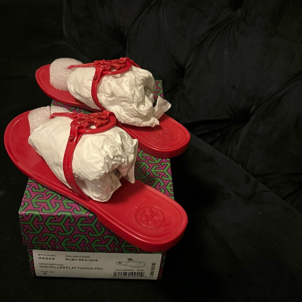 - Red cherry mini jelly Tory Burch sandal